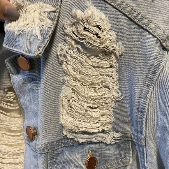 Aqua Jean Jacket Light-wash Denim Small - Picture 3 of 7